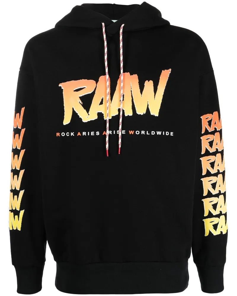 Aries Hoodie mit Logo-Print Schwarz