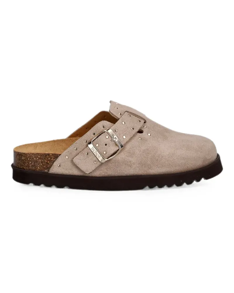 Scholl studded buckled slides - Nude Nude