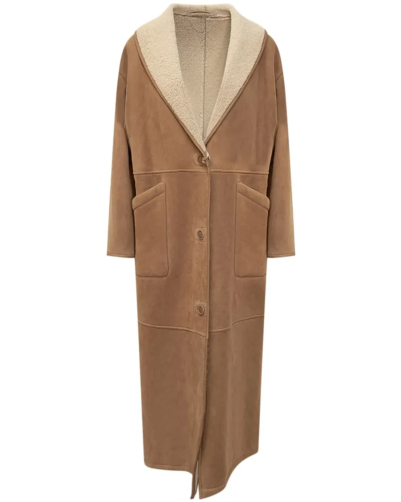 Salvatore Santoro Ledermantel mit Shearling-Futter - Braun Braun