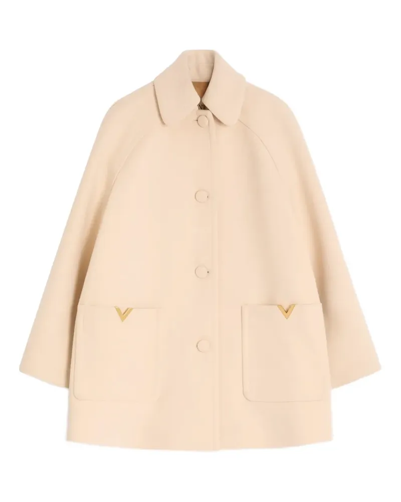 Valentino Garavani V-detail wool peacoat - Nude Nude