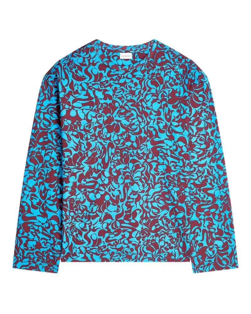 Dries van Noten Langarmshirt aus Baumwolle - Blau Blau