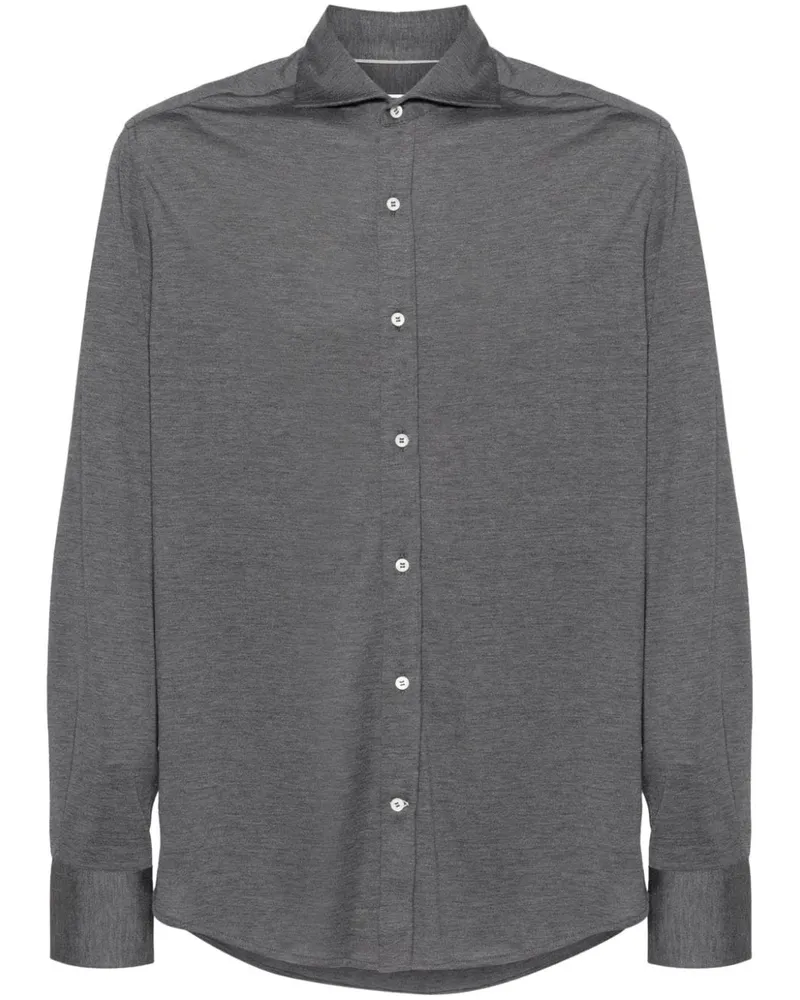 Brunello Cucinelli Meliertes Jersey-Hemd - Grau Grau