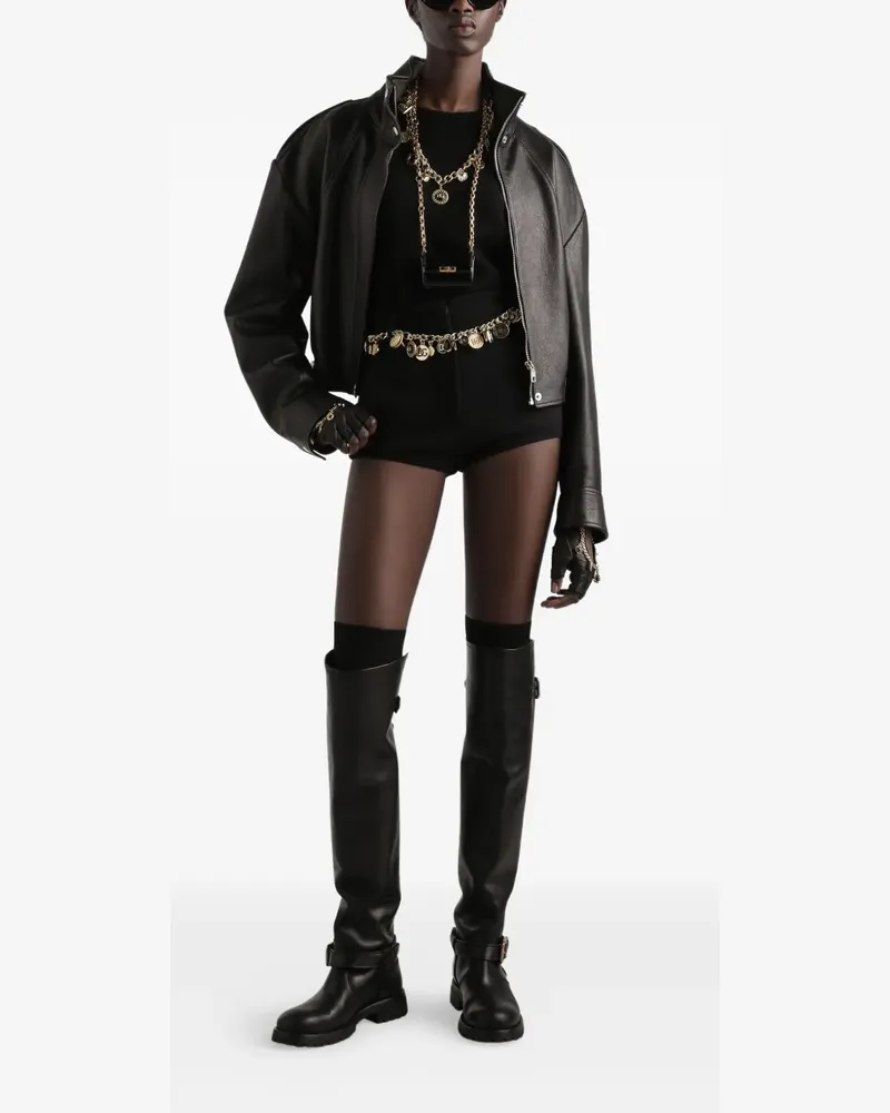 Dolce & Gabbana Lederjacke im Biker-Style - Schwarz Schwarz