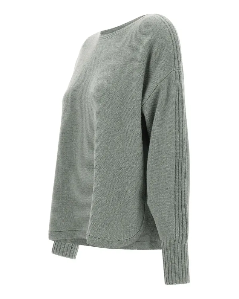 Elena Mirò Gerippter Pullover mit rundem Saum - Grün Grün