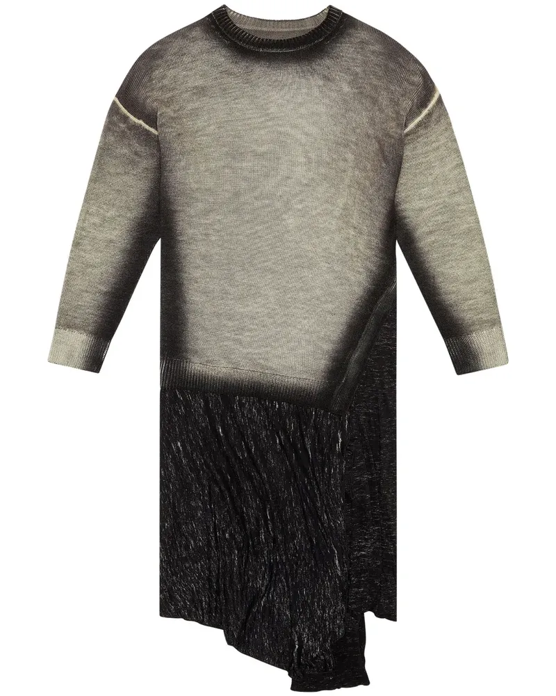 Diesel M-Kimolos Midistrickkleid mit asymmetrischem Saum - Schwarz Schwarz