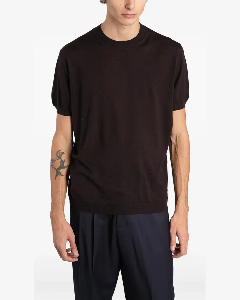 Low Brand K123 T-Shirt aus Feinstrick - Braun Braun