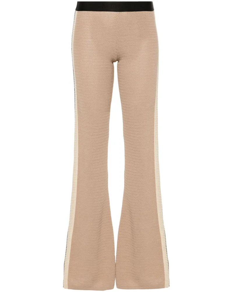 Palm Angels Ausgestellte Strickhose mit Logo-Streifen - Braun Braun