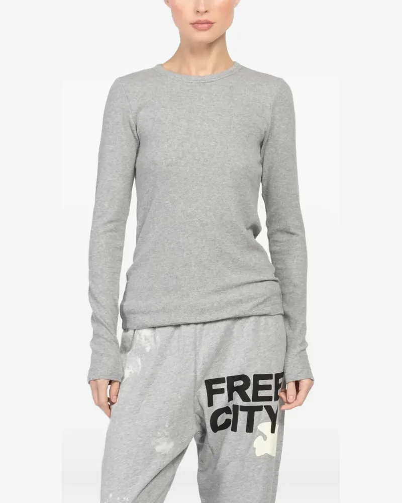 Velvet long sleeve sweater - Grau Grau