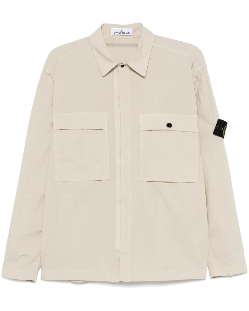 Stone Island Hemdjacke mit Kompass-Patch - Nude Nude