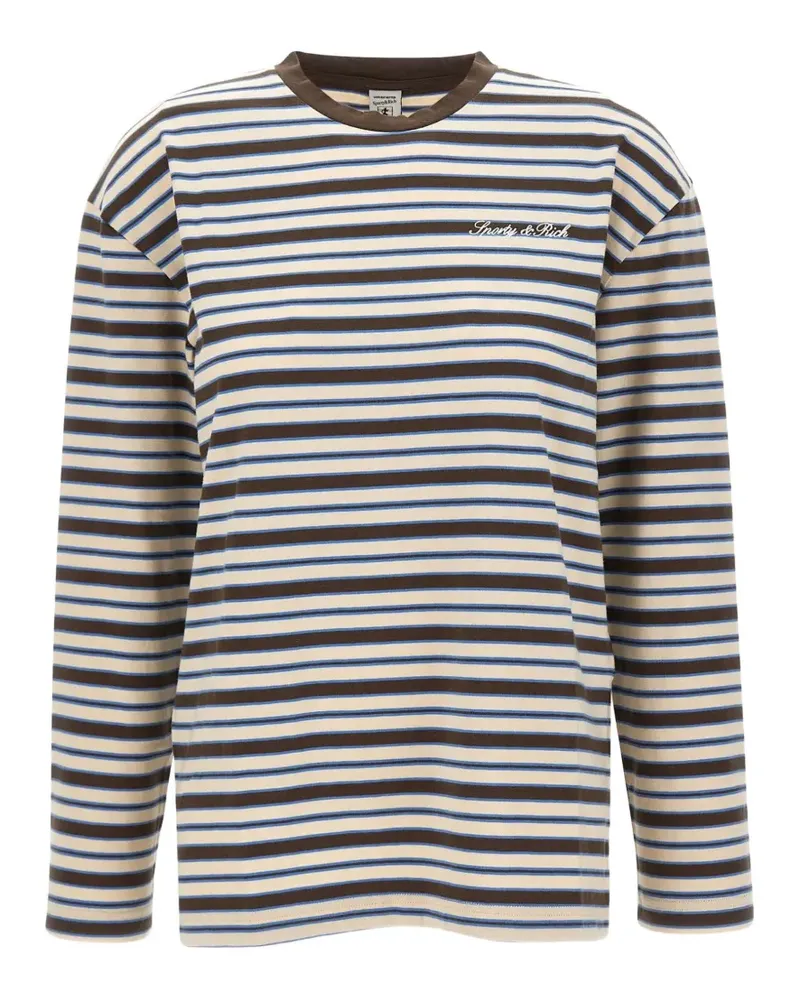 SPORTY & RICH Easy striped long-sleeve T-shirt - Nude Nude