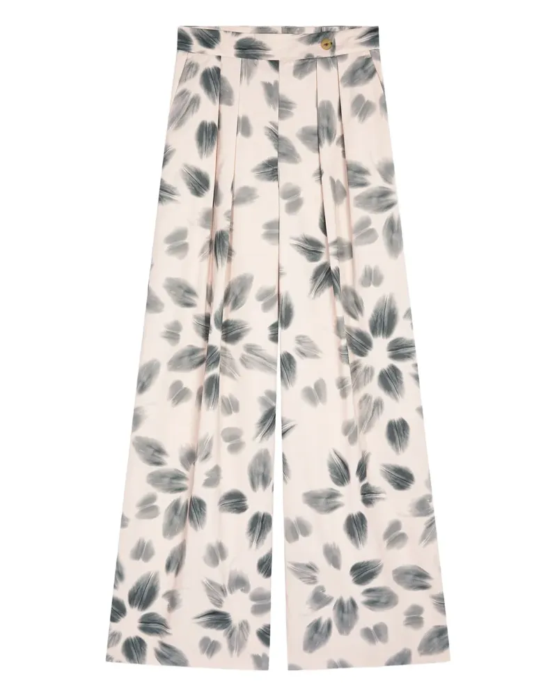 Dries van Noten Wide-Leg-Hose mit Bundfalten - Nude Nude
