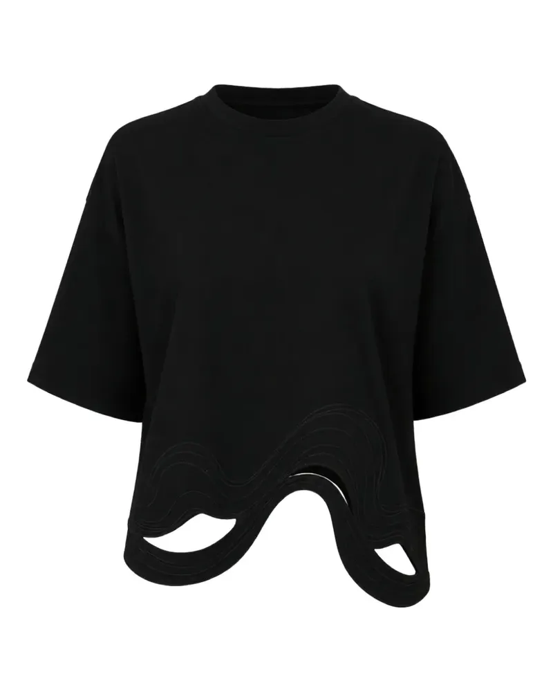 Alpha Studio cut-out wavy-hem T-shirt - Schwarz Schwarz
