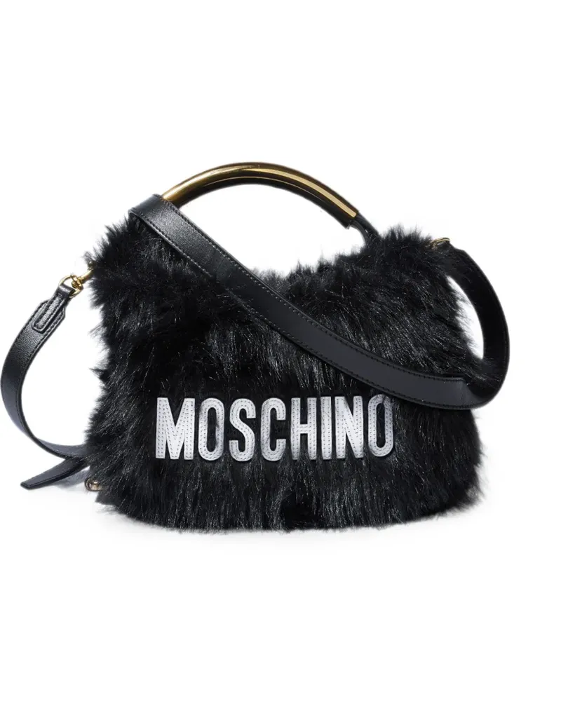 Moschino Handle Me Umhängetasche aus Faux Fur - Schwarz Schwarz