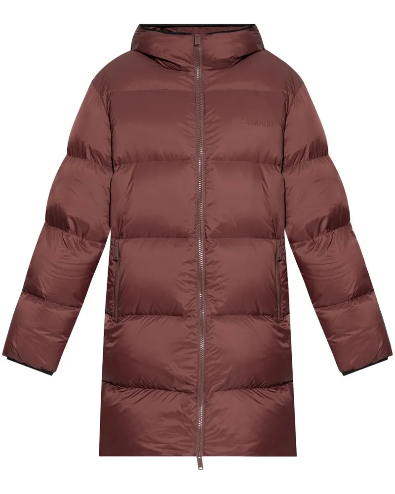 Dsquared2 Wattierter Mantel mit Logo-Print - Rot Rot