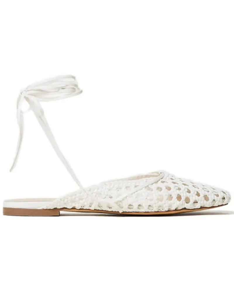 Twin-Set Gewebte Mules mit Schnürung - Weiß Weiß