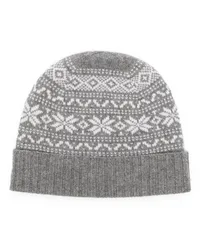 Eleventy Beanie mit Intarsienmuster Grau