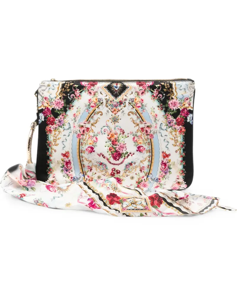 Camilla floral-print crystal-embellished clutch bag - Weiß Weiß