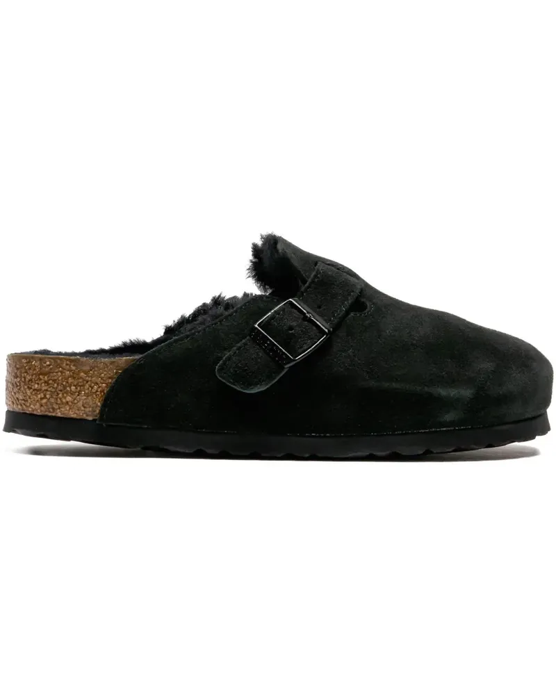 Birkenstock Boston "Mink" Mules mit Shearling - Schwarz Schwarz