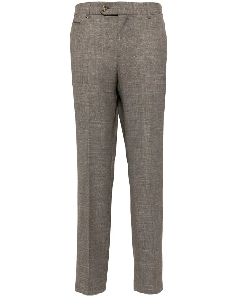 HUGO BOSS Tapered-Hose mit Bügelfalten - Braun Braun