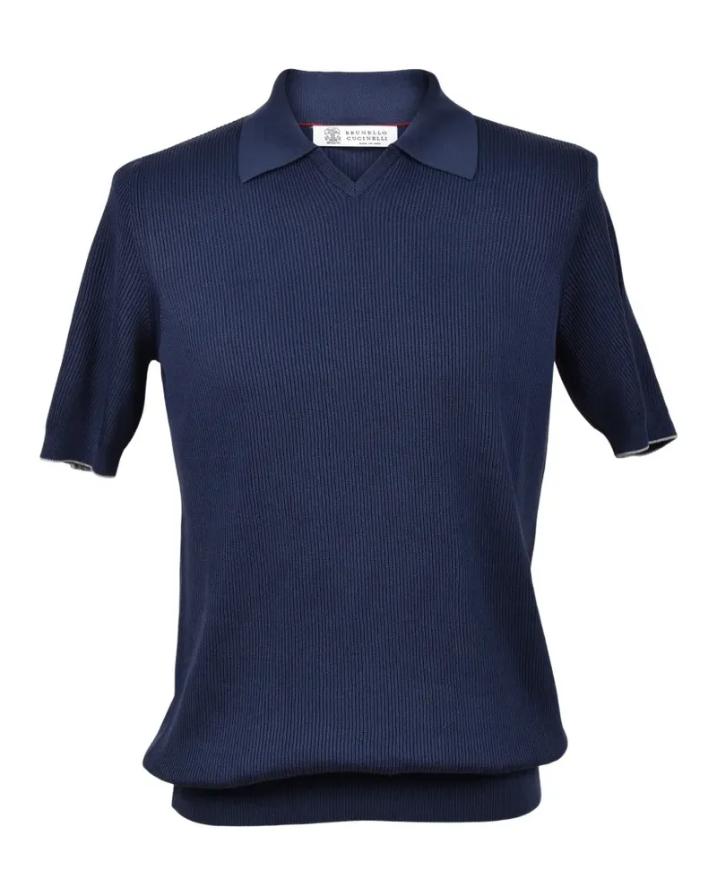Brunello Cucinelli ribbed V-neck T-shirt - Blau Blau
