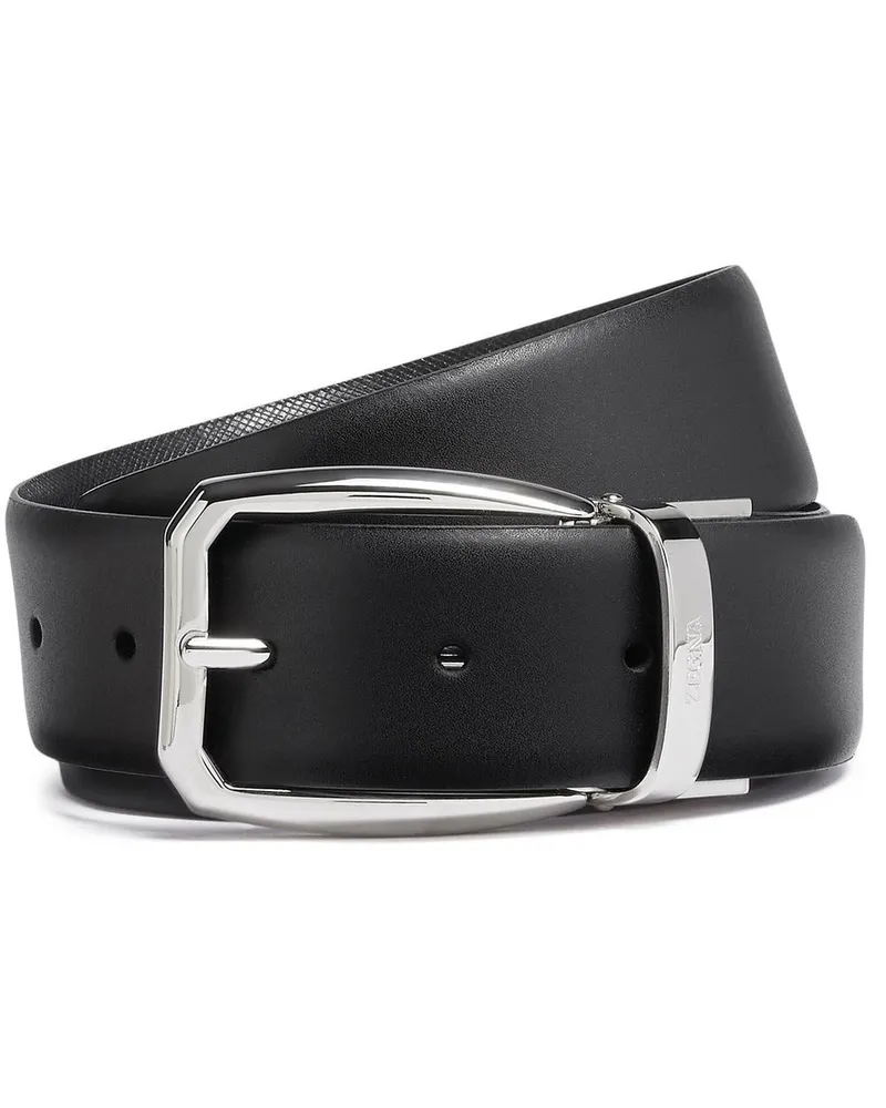 Ermenegildo Zegna Wendbarer Gürtel mit Logo-Gravur Schwarz