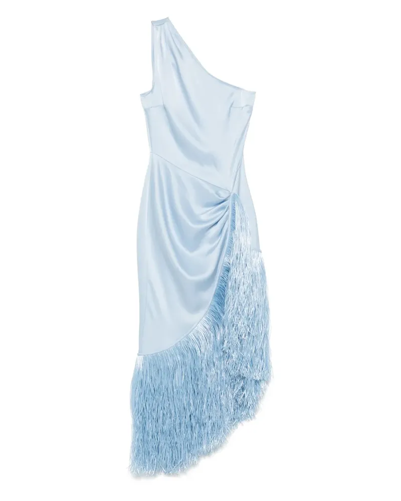 David Koma Midikleid mit Fransen - Blau Blau
