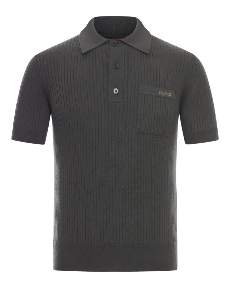 Gucci Geripptes Poloshirt mit Brusttasche - Grün Grün