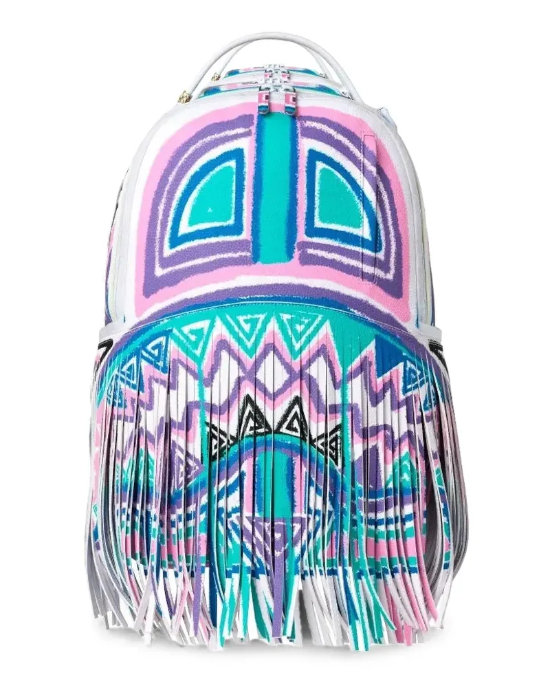 Sprayground x Sandflower A.I. African Intelligence Motivated Motion Rucksack mit Fransen - Silber Silber