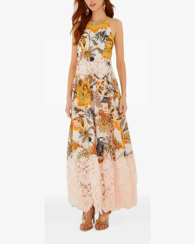 FARM Rio Midikleid mit Blumen-Print - Rosa Rosa