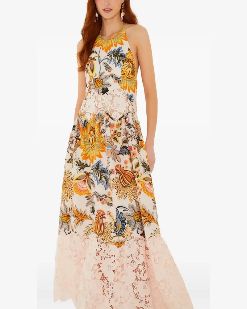 FARM Rio Midikleid mit Blumen-Print - Rosa Rosa