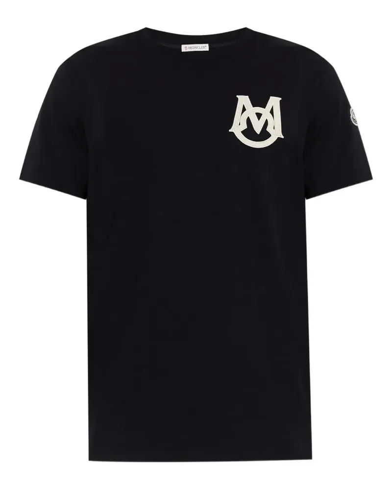 Moncler T-Shirt mit Logo-Patch - Blau Blau