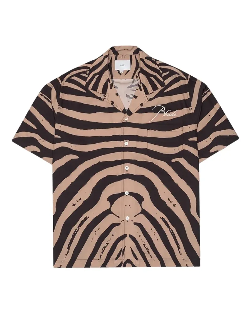 RHUDE Hemd mit Zebra-Print - Nude Nude