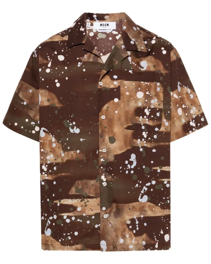 MSGM Hemd mit Farbklecks-Print - Braun Braun