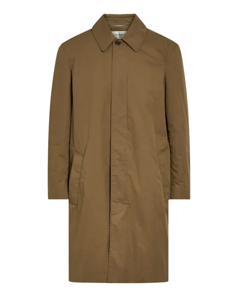Saint Laurent concealed-front padded single breasted coat - Braun Braun
