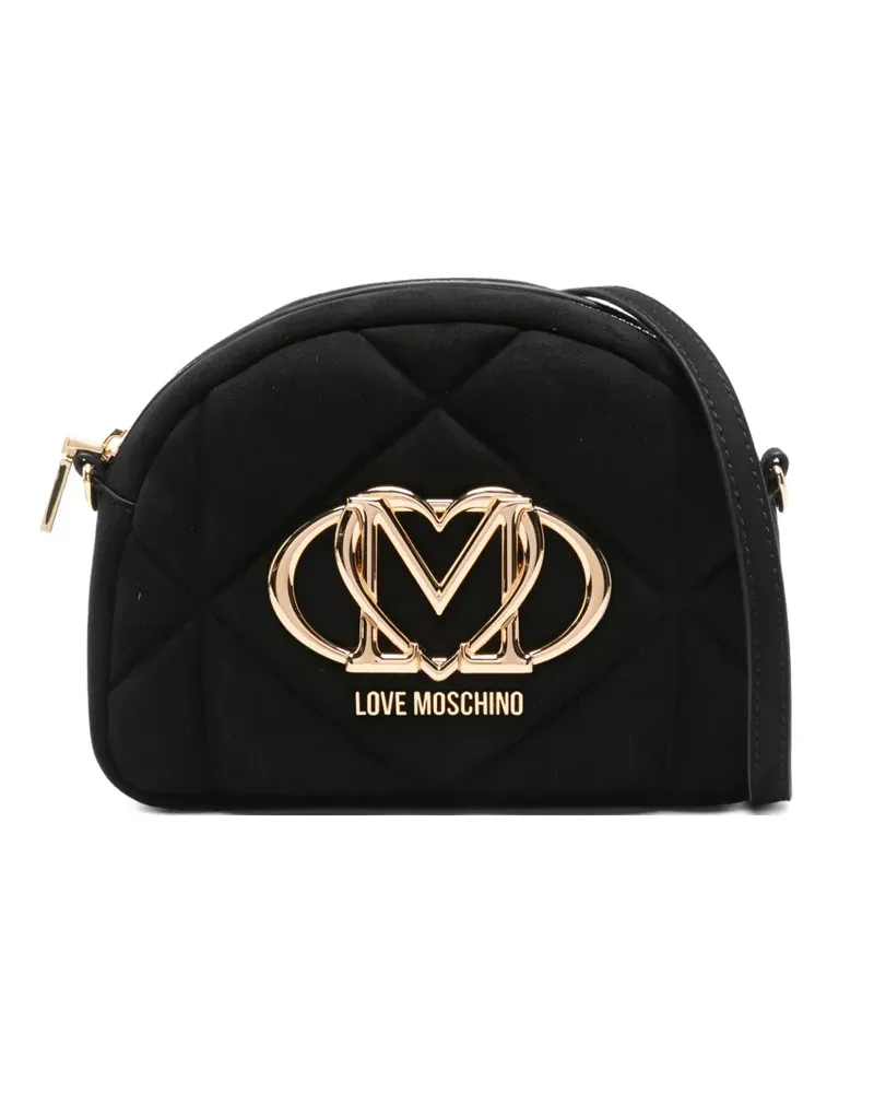 Moschino Gesteppte Umhängetasche mit Logo-Schild - Schwarz Schwarz