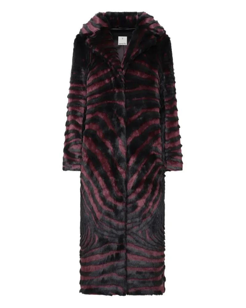 UNREAL FUR Gestreifter Gonzo Mantel - Schwarz Schwarz
