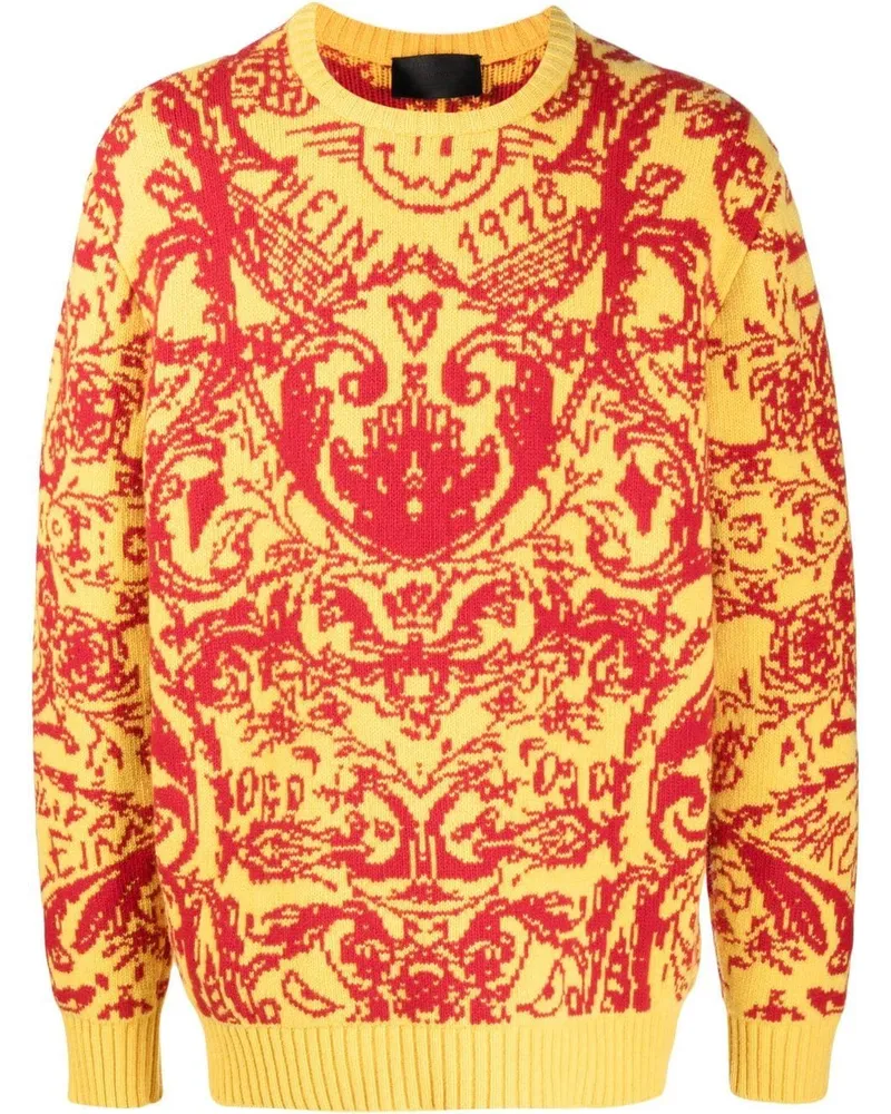 Philipp Plein Pullover mit Intarsienmuster Gelb