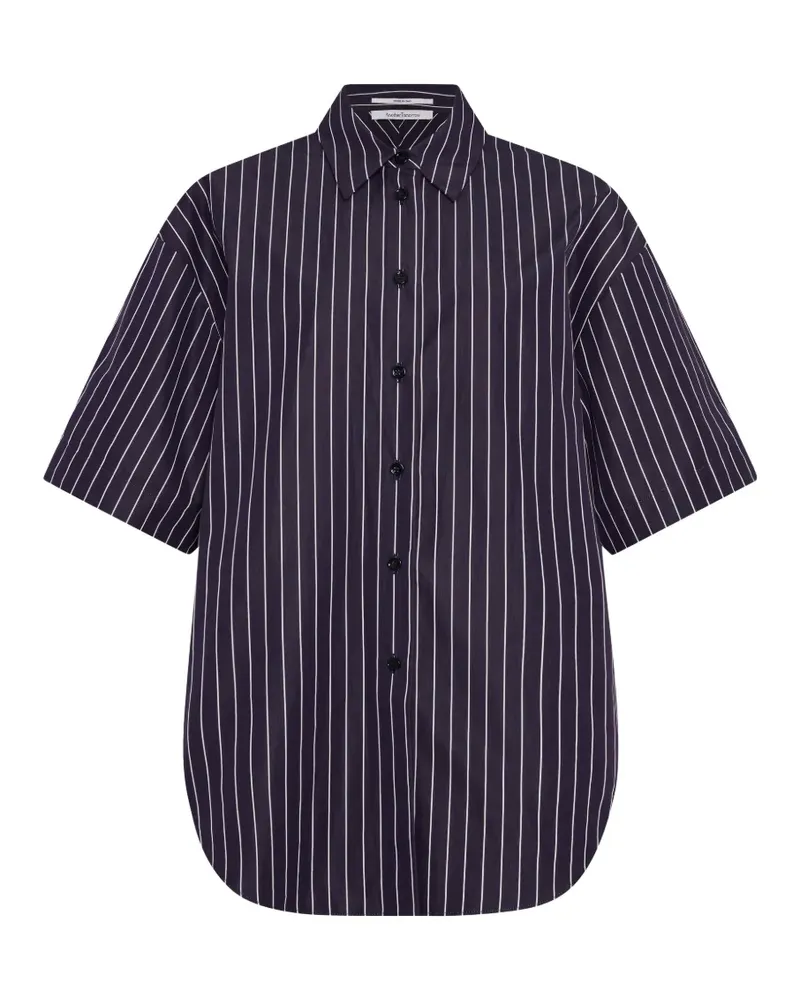 Another Tomorrow striped short-sleeve shirt - Blau Blau