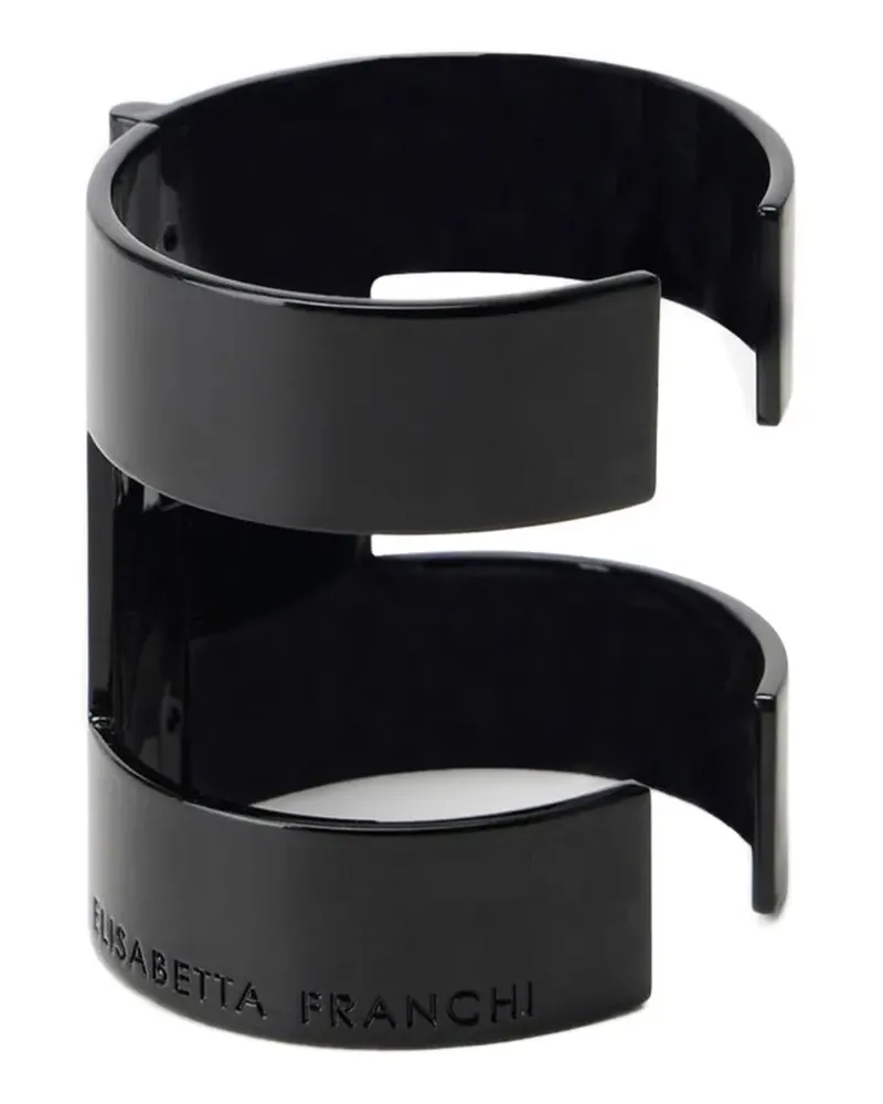 Elisabetta Franchi logo-engraved wrap-around cuff bracelet - Schwarz Schwarz