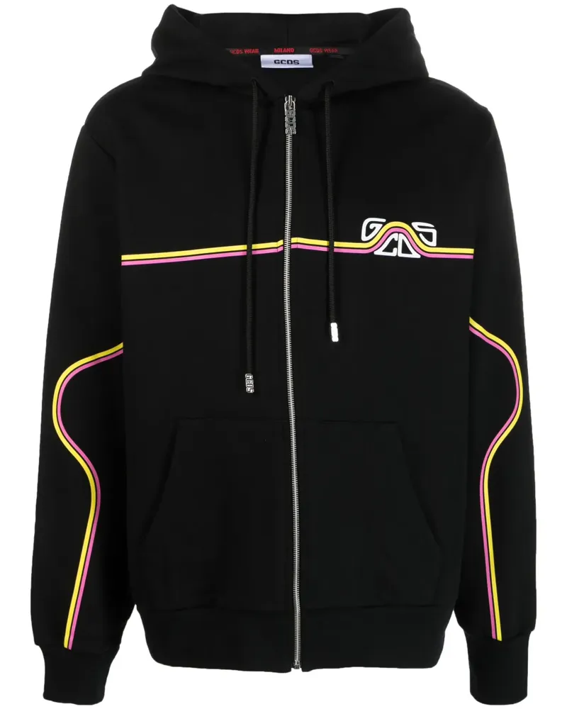 GCDS Kapuzenjacke mit Logo - Schwarz Schwarz