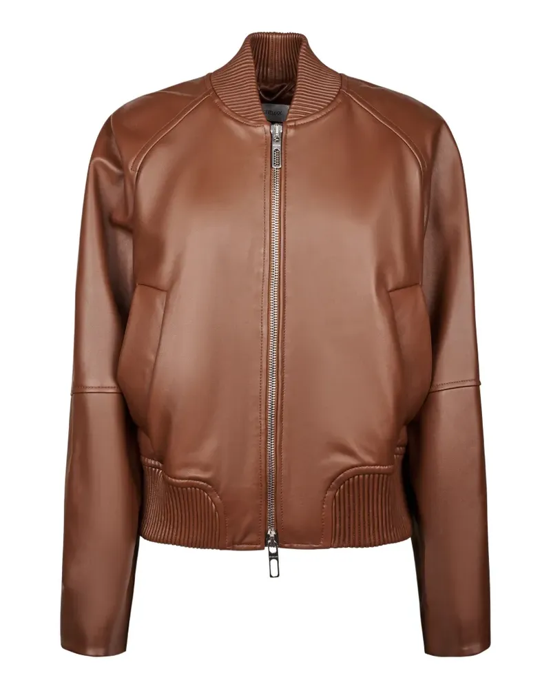 SPORTMAX zip-up leather jacket - Braun Braun