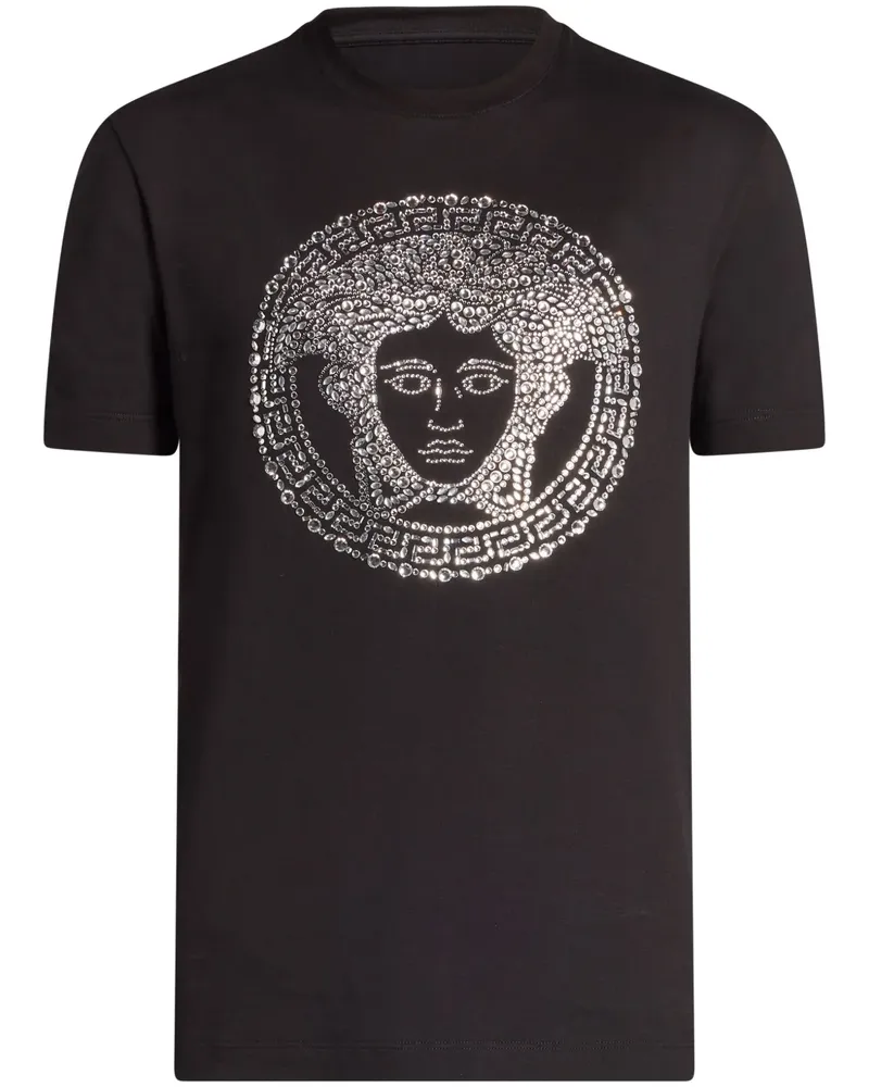 Versace Medusa T-Shirt mit Strass - Schwarz Schwarz