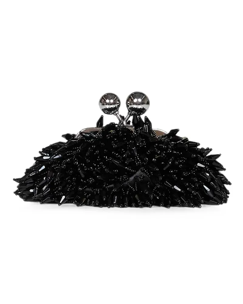 Max Mara Clutch mit Schmucksteinen - Schwarz Schwarz