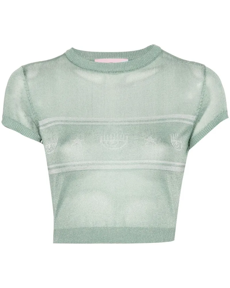 Chiara Ferragni Cropped-Pullover im Metallic-Look - Grün Grün