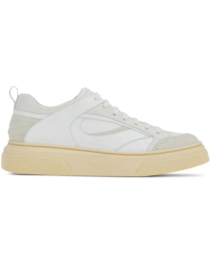 Ferragamo Sneakers mit Kontrasteinsätzen - Weiß Weiß