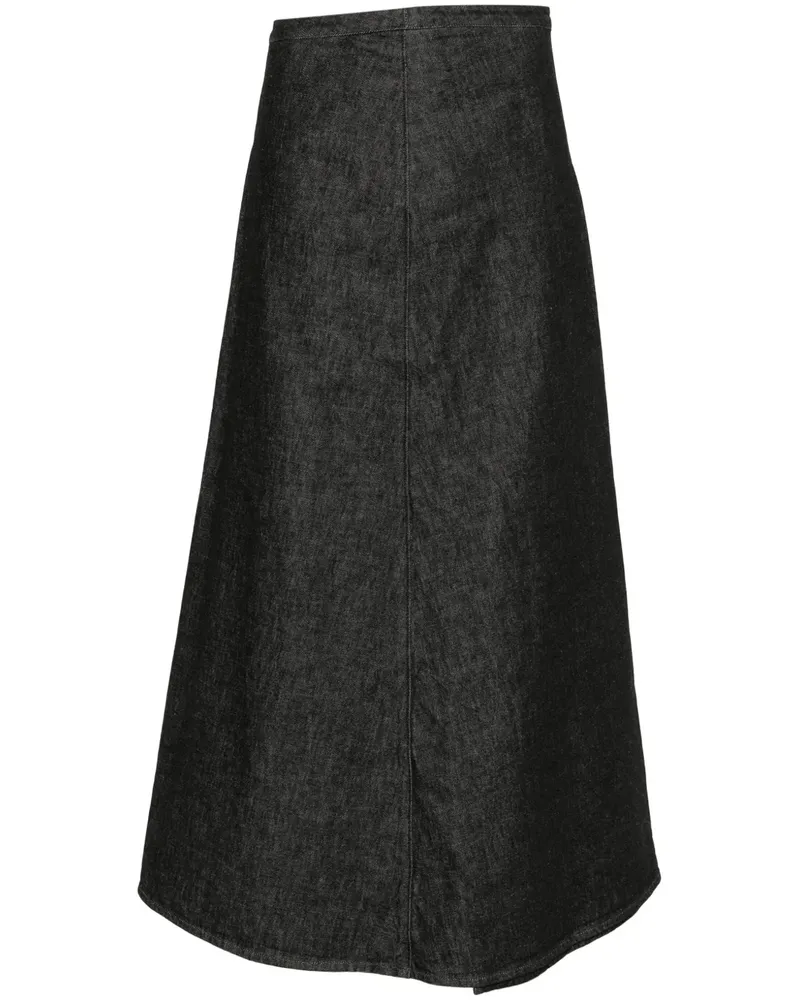 Yohji Yamamoto A-Linien-Rock mit Falten - Schwarz Schwarz