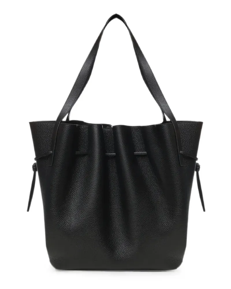 YUZEFI Scallop pebble-grain leather tote bag - Schwarz Schwarz