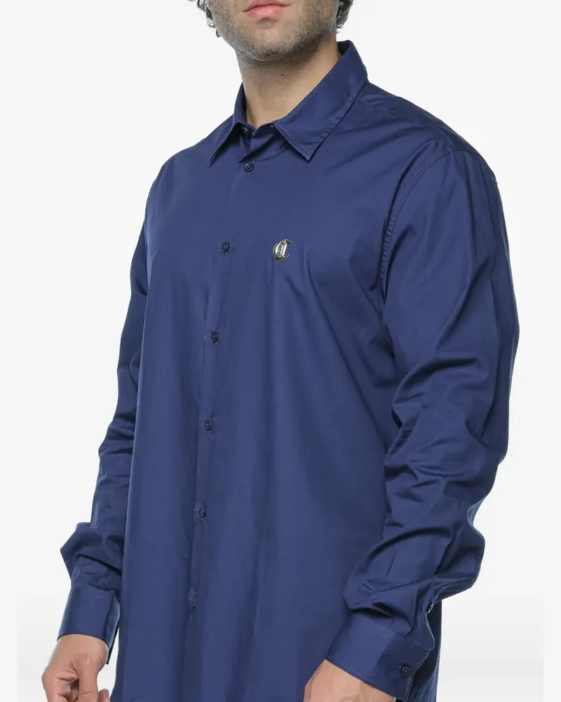 Just Cavalli logo-patch long-sleeve shirt - Blau Blau