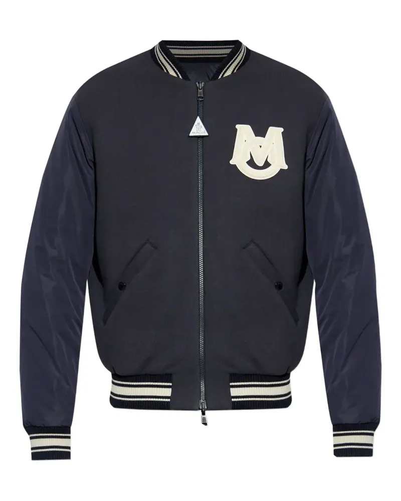 Moncler Gestreifte Bomberjacke aus Rippstrick - Blau Blau