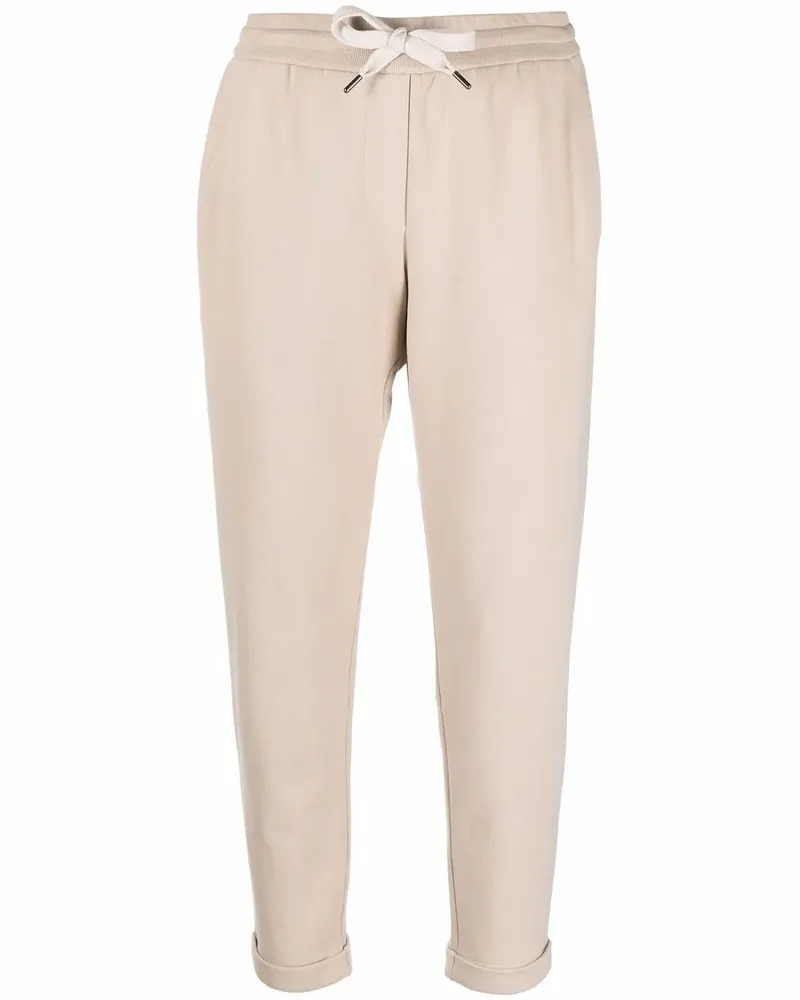 Brunello Cucinelli Cropped-Jogginghose mit Kordelzug - Nude Nude